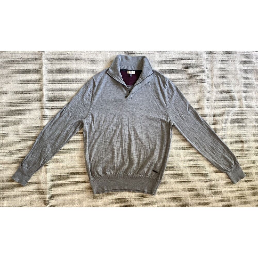 Cerruti 1881 Men’s 100% Virgin Wool Quarter Zip Sweater Gray Luxe Minimalist M